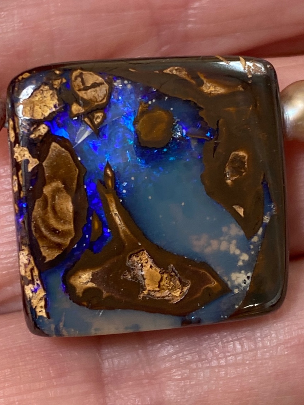 Boulder OPAL pendant necklace with pearls, hand-crafted